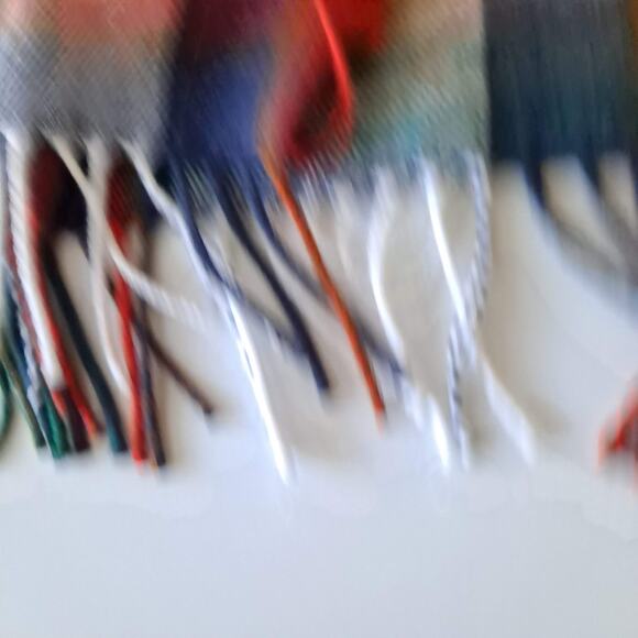 J. Crew Red Green & Beige Plaid Rectangular Scarf with Fringes - Size 25" x 77" - Picture 16 of 16